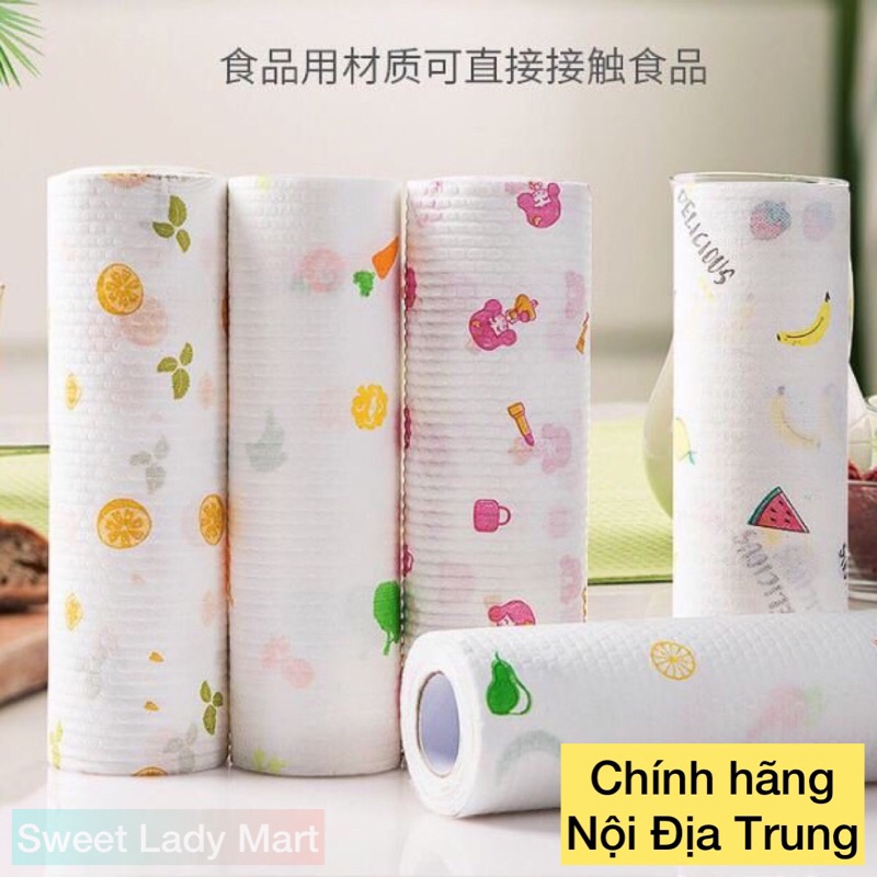 Khăn Giấy Lau Đa Năng Giặt Được Cuộn 50 Tờ - Lau Bếp, Lau Tay Tái Sử Dụng Được Nhiều Lần