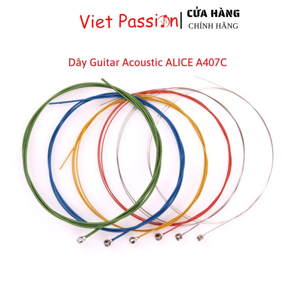 Dây đàn guitar acoustic Alice A407C chính hãng dây sắt nhiều màu sắc cầu vồng vietpassion