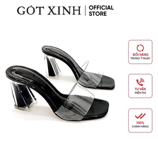 Dép cao gót nữ gót xinh gx459 quai mika trong gót mika trong cao 7cm