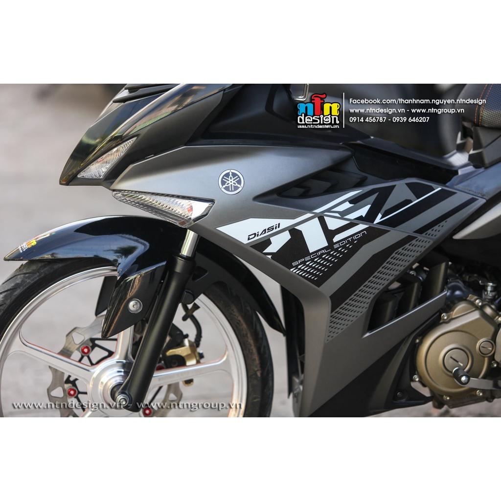 Tem /decal Rời Dán Xe Exciter 150 Mẫu Y15 2021 Xám Đen Cực Chất, Hàng 3 Lớp Chất Lượng Cao