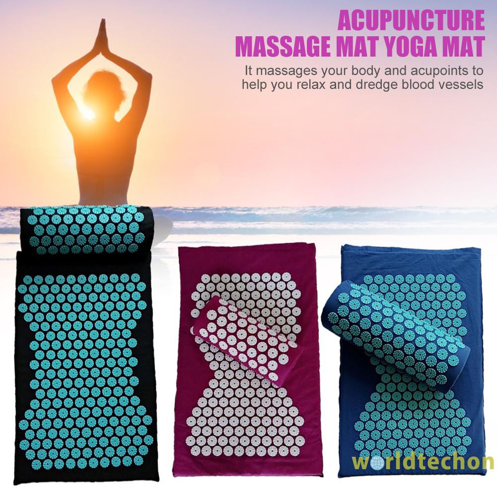 READY STOCK 3pcs Lotus Acupressure Massage Yoga Pillow Mat Relieve Pain Spike Cushion