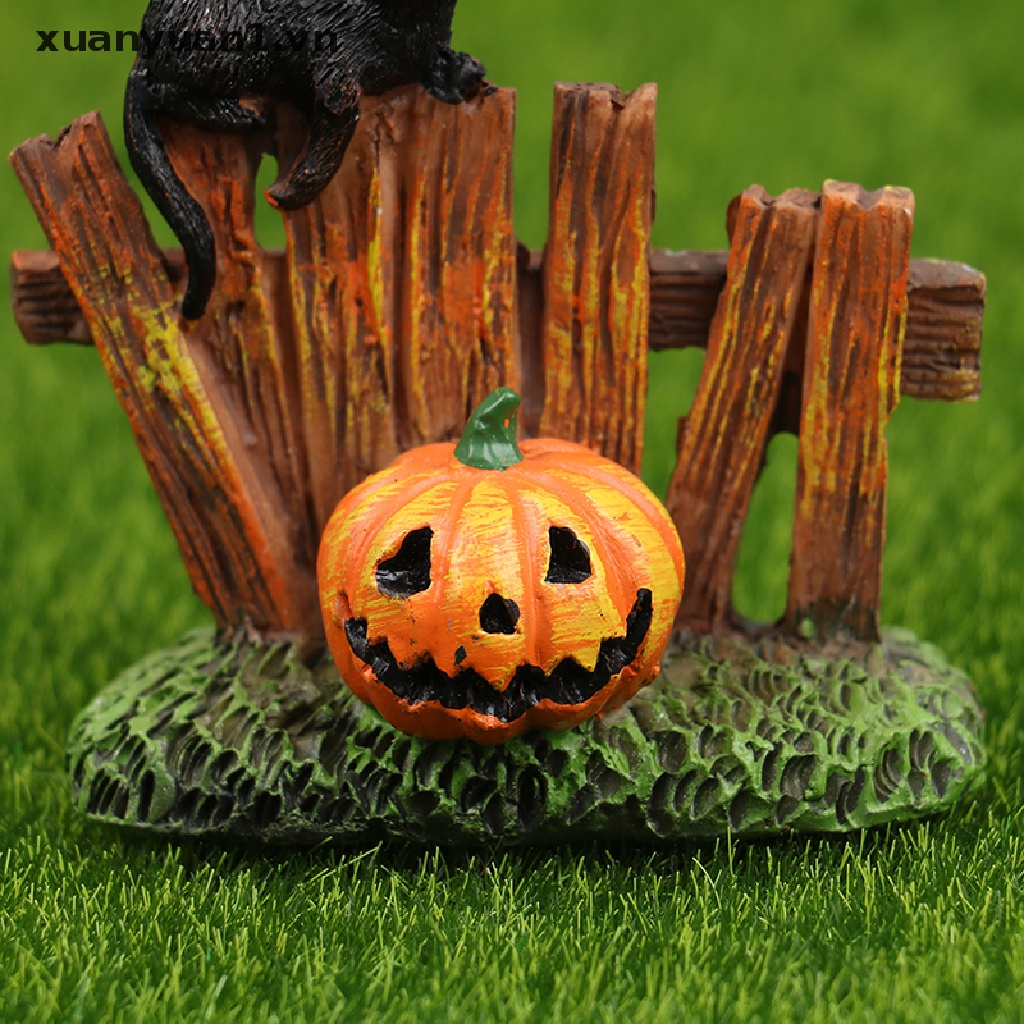 1 Hàng Rào Nhựa Hình Mèo Đen Bí Ngô Ma Trang Trí Lễ Halloween