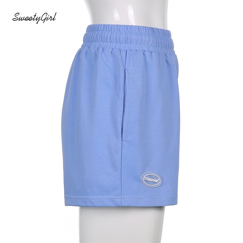 Quần Short Thể Thao Lưng Thun Cao Co Giãn Màu Trơn 2022 Dành Cho Nữ