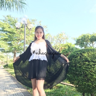 [ẢNH THẬT] Khoác kimono đen trơn cánh dơi form dài