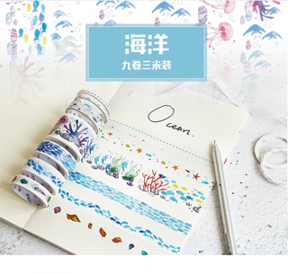 Hộp 9 cuộn washi tape