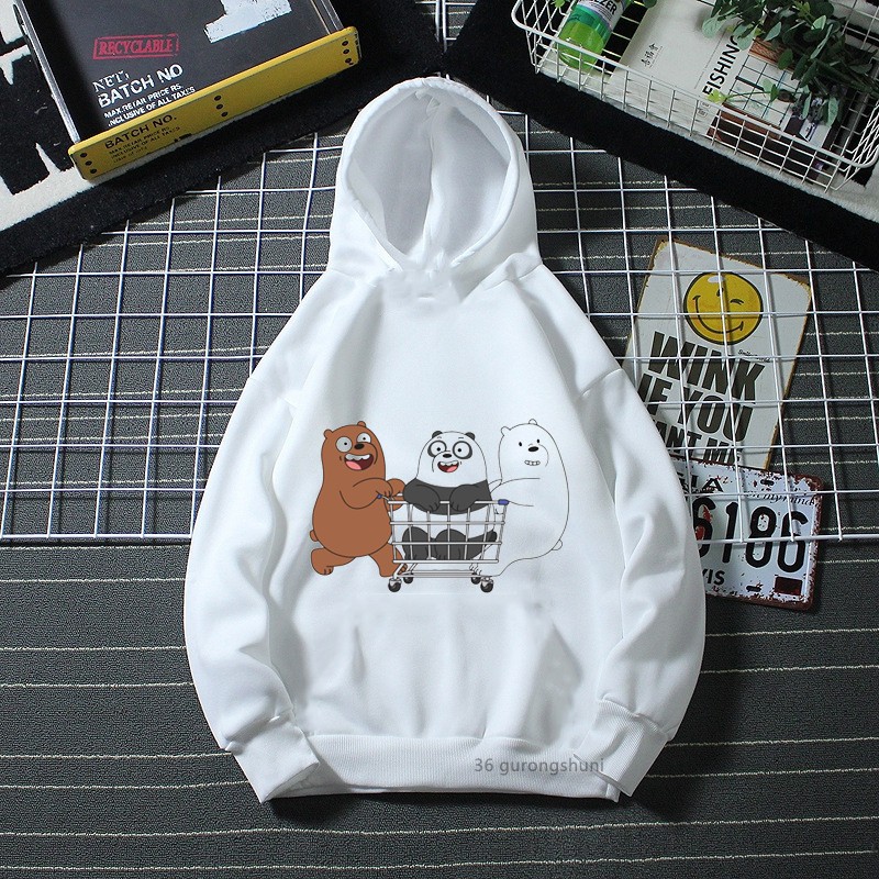 Áo hoodie In Hình we Bare bear and panda Thời Trang Năm 2021 Làm Quà Tặng Giáng Sinh Cho Bé Trai / Bé Gái