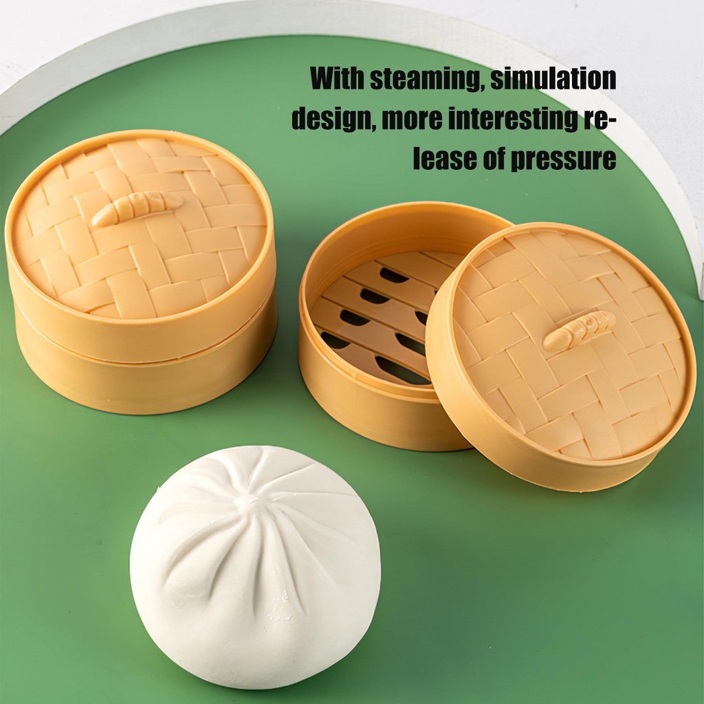 [huite]Sensory Bun Plaything Realistic Shape Simulation Bun Decompression Toy Soft Stress Relief Bun Fine Workmanship