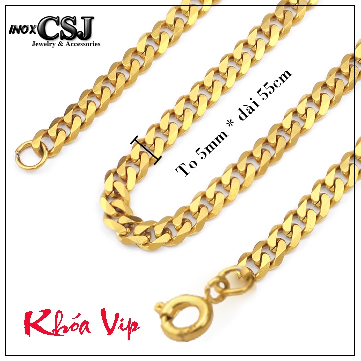 Dây chuyền nam kiểu lặc vát cạnh 5mm khóa xịn siêu đẹp, bền màu - Đem lại đẳng cấp phong độ cho người đeo
