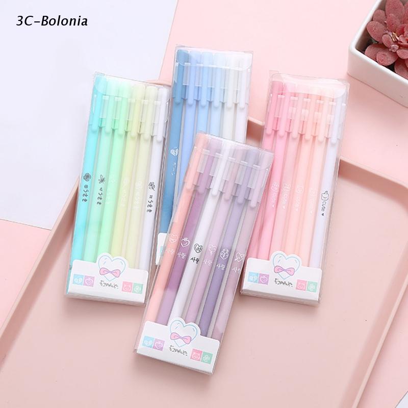Set 6 Bút Mực Gel Ngòi 0.5mm Bằng Nhựa Dễ Thương Cho Học Sinh