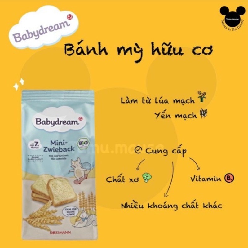 [ Bánh Mì Khô Hữu Cơ Babydream 100g 7m+ ( Chuẩn Hàng đức )date 11/2022