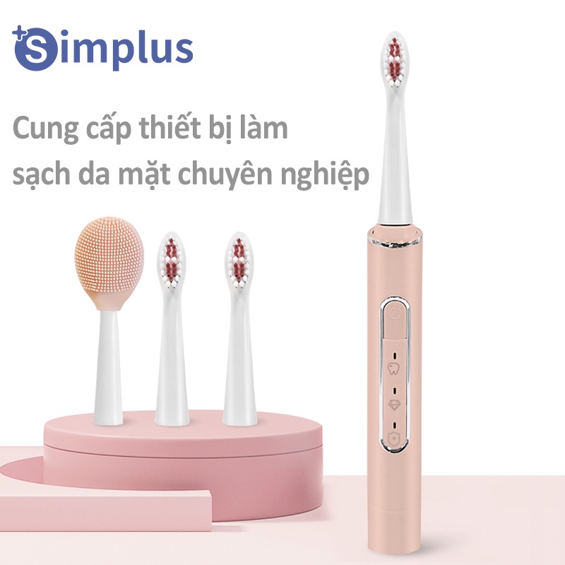 Bàn chải điện Simplus Bàn chải đánh răng rửa mặt 2 trong 1 có thể sạc lại tự