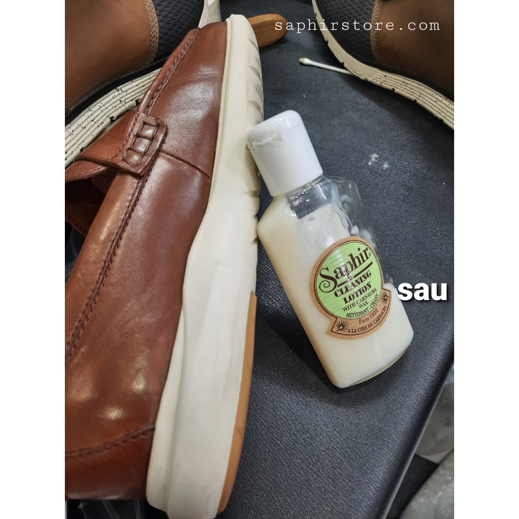 Saphir cleaning lotion sữa làm sạch và đánh bóng da trơn patina và da nubuck 500ml