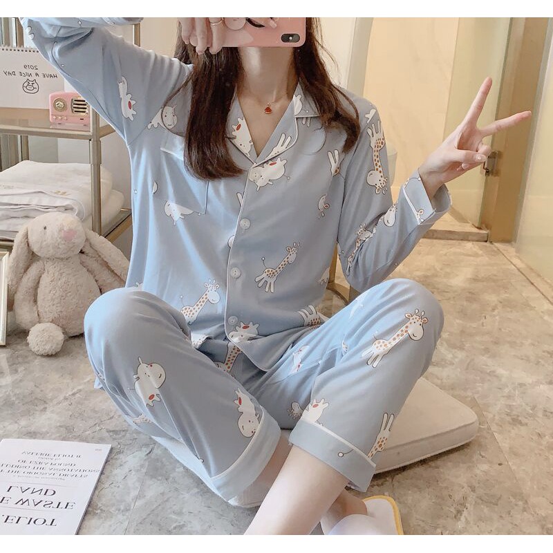 Đồ bộ nữ Pijama dài tay mặc nhà chất cotton dày ấm cao cấp DT55 | BigBuy360 - bigbuy360.vn