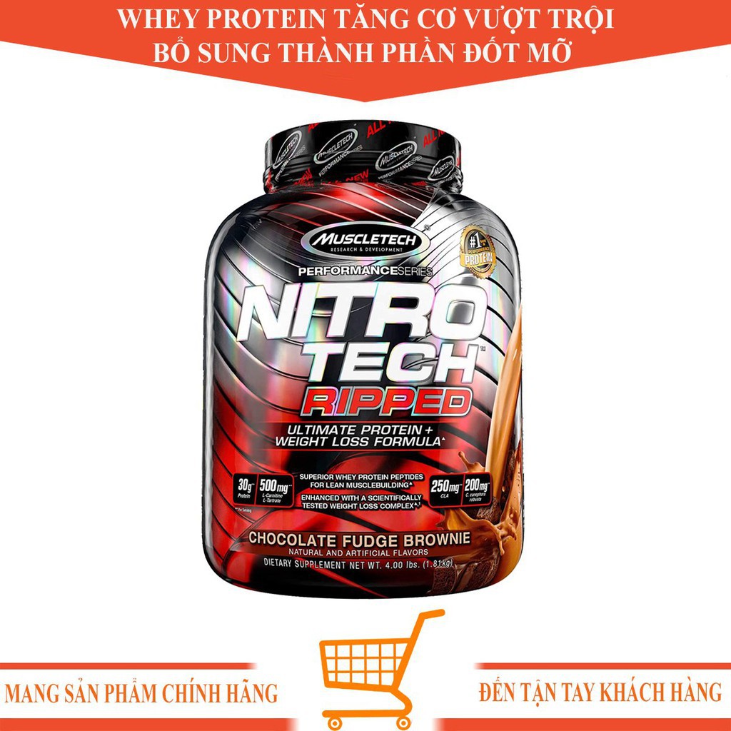 Sữa Tăng Cơ NITRO TECH RIPPED 4LBS (1.8Kg) VỊ CHOCOLATE.