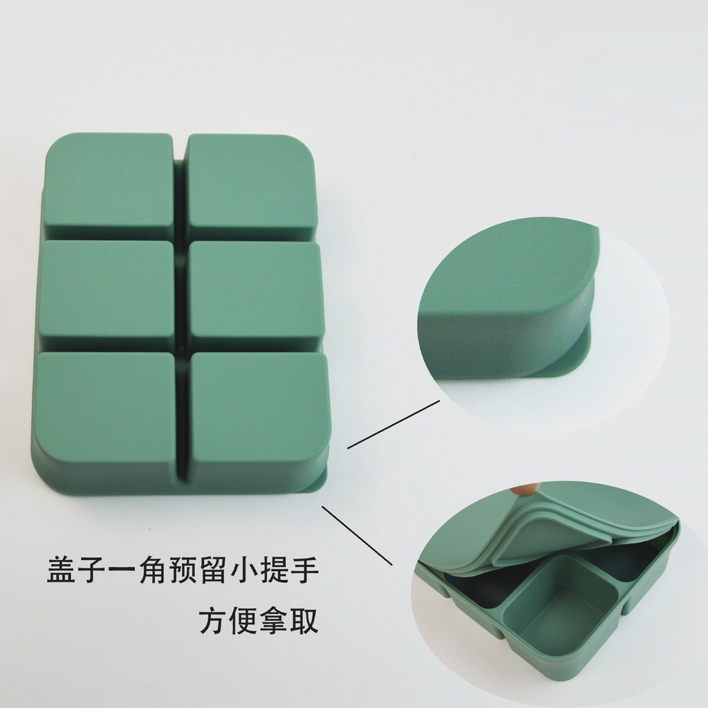 Khay silicone trữ đông 6 ngăn có nắp, khay trữ đông đồ ăn dặm, khuôn nướng bánh mesocshop