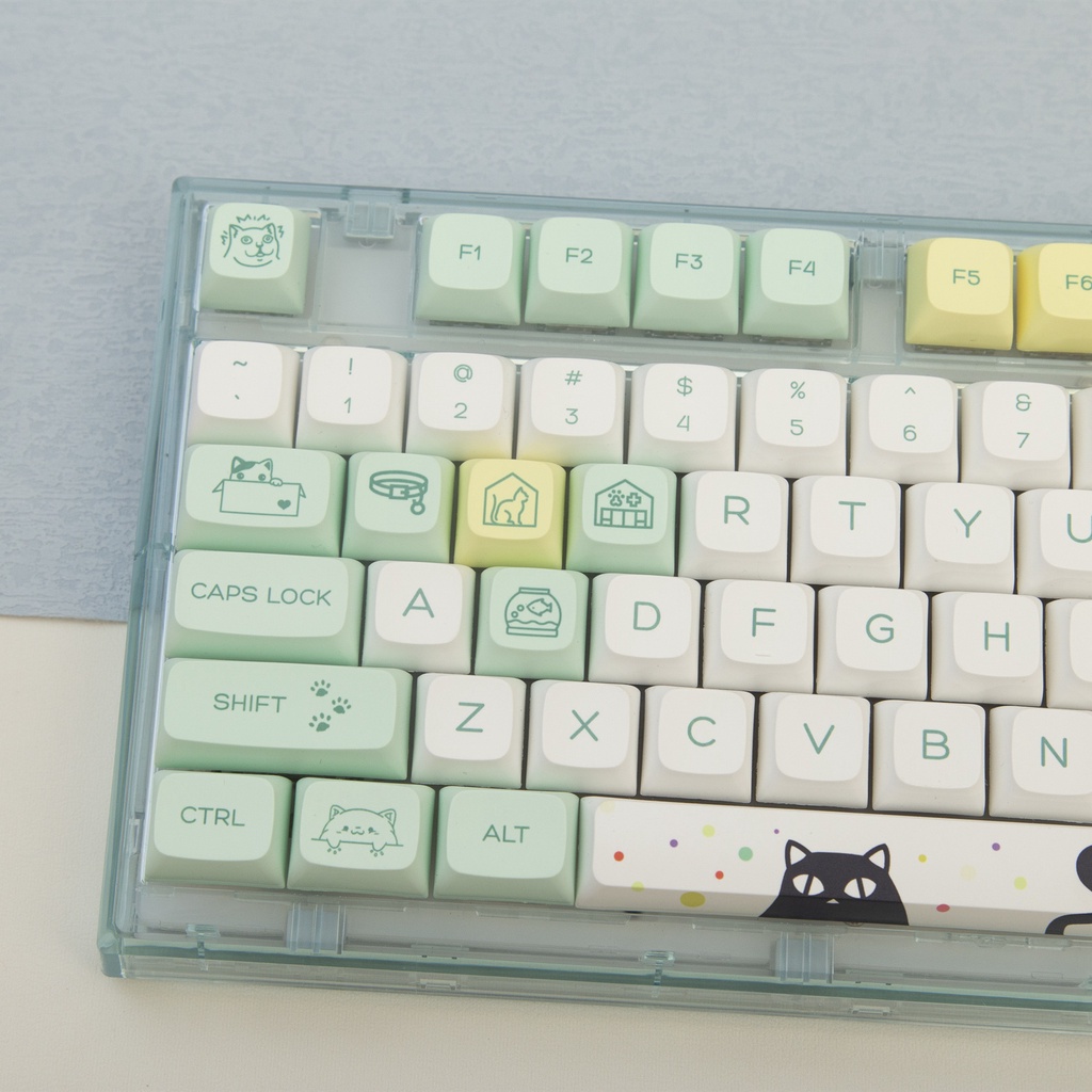 Weird cat keycaps XDA profile Dye-Sublimation PBT keycap Nắp Phím PBT Hình Mèo Sáng Tạo 131 Phím