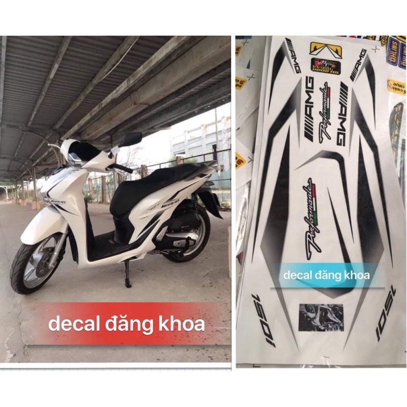 Tem SH AMG đen pha 2 màu tem chống phai màu