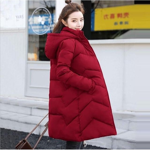 Plus Áo Khoác Phao Dáng Dài Có Mũ Trùm Đầu Chất Liệu Cotton Dày Dặn Thời Trang Mùa Đông Cho Nữ Size 4xl 5xl 6xl