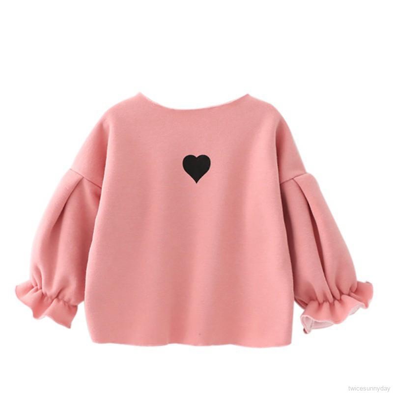 Áo thun dài tay in họa tiết trái tim xinh xắn dành cho bé gái ( 1-4 tuổi )