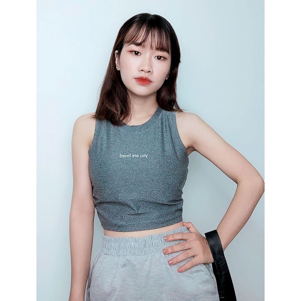 Áo thun ba lỗ croptop thời trang Miix màu đen - MI004