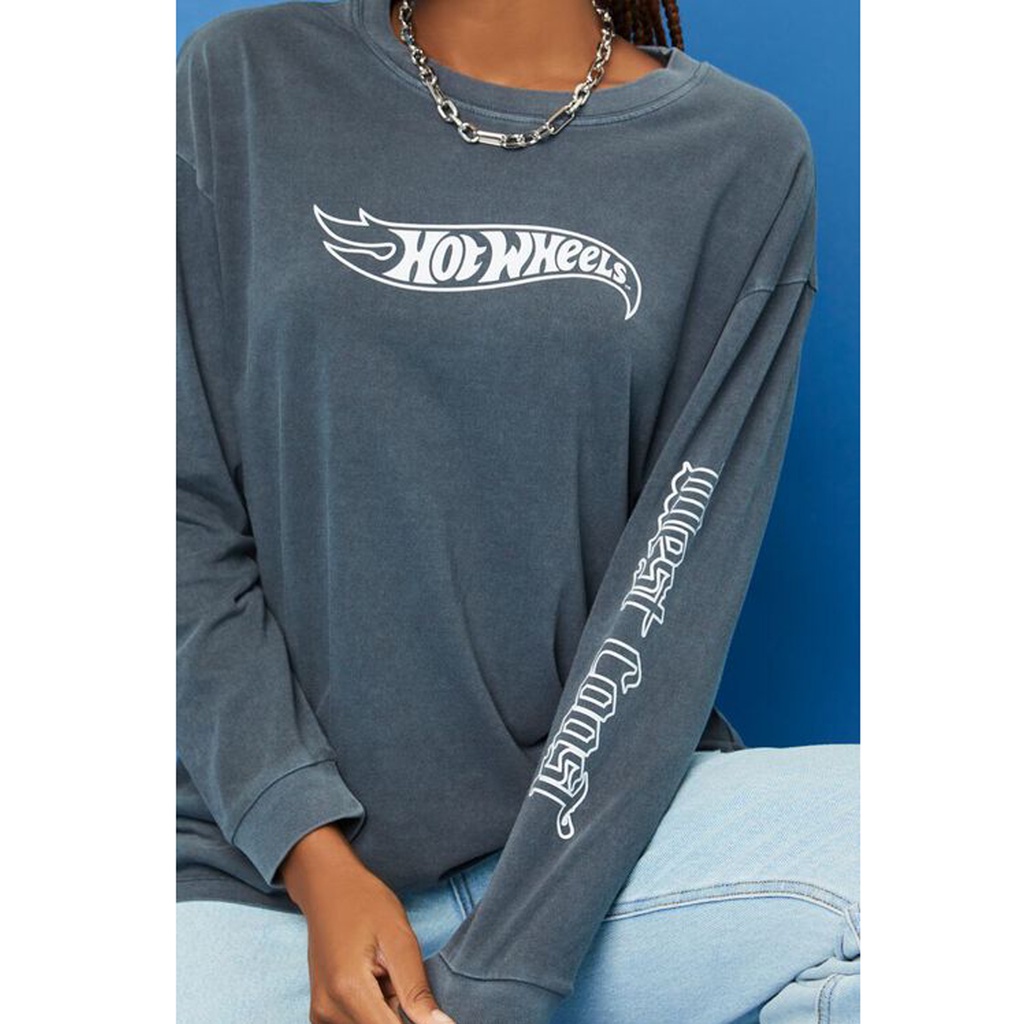 Áo thun tay dài màu Wash FOREVER 21 X HOT WHEEL chính hãng
