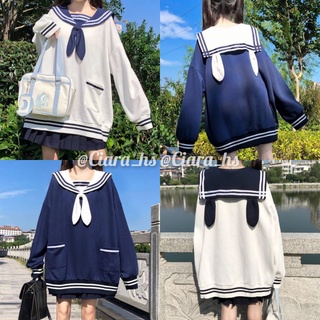[Kèm Ảnh Thật - Order Hàng Loại 1] (H) Áo Sweater Lolita Thủy thủ tai thỏ.