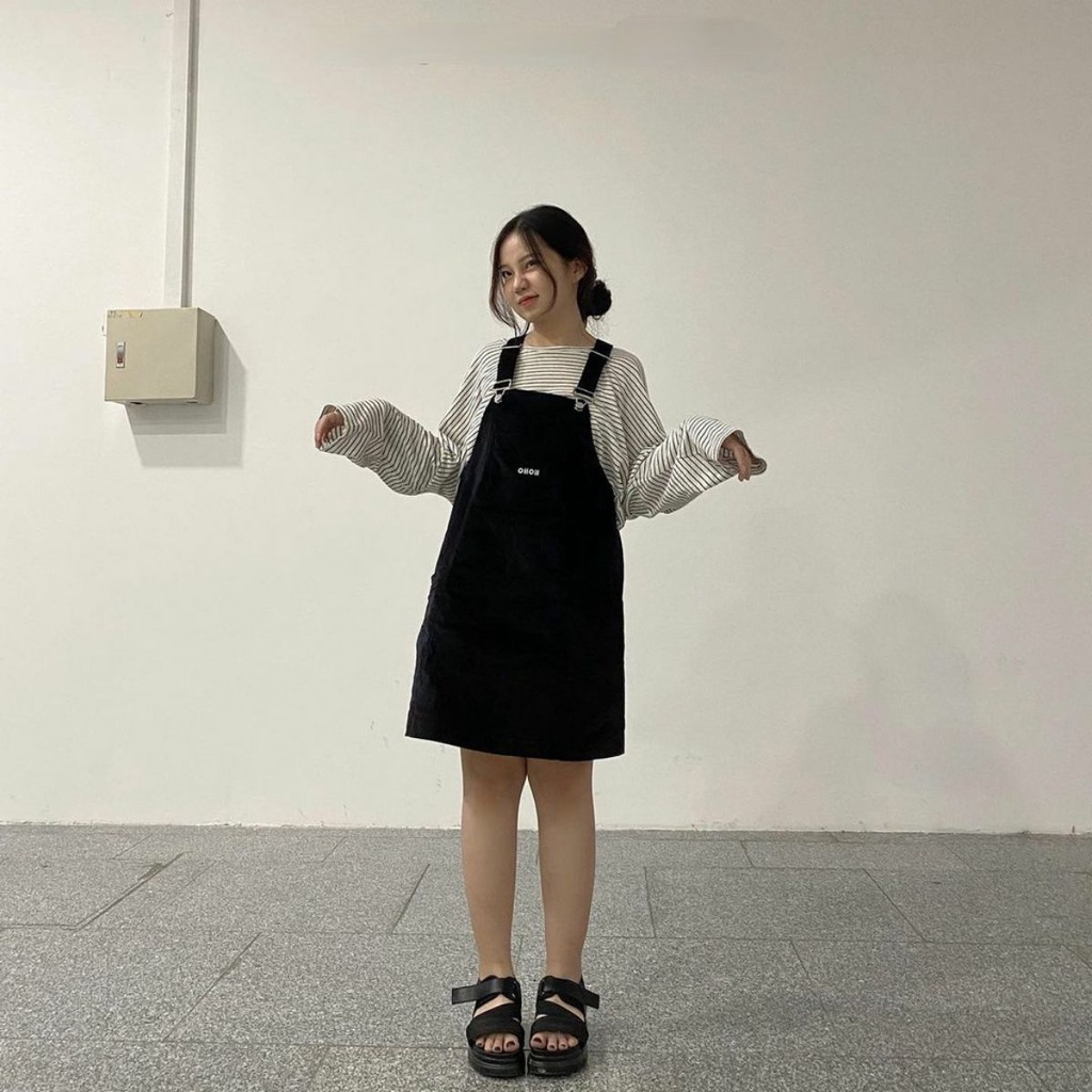 ĐẦM YẾM NỮ OH OH KAKI DÁNG SUÔNG VINTAGE UNISEX