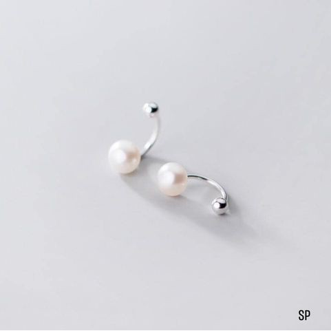 Khuyên bạc gắn hạt trai nhân tạo / Bông tai bạc nữ nhỏ xinh/ Nụ bạc bibi silver
