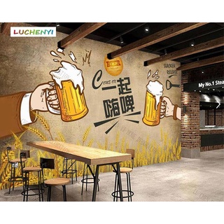 Giấy Dán Tường 3d In Chữ have a beer Trang Trí Phòng Ăn Quán bar