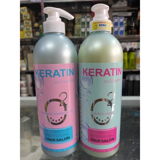 Cặp dầu gội xả keratin collagen o2 siêu mượt 800ml x2
