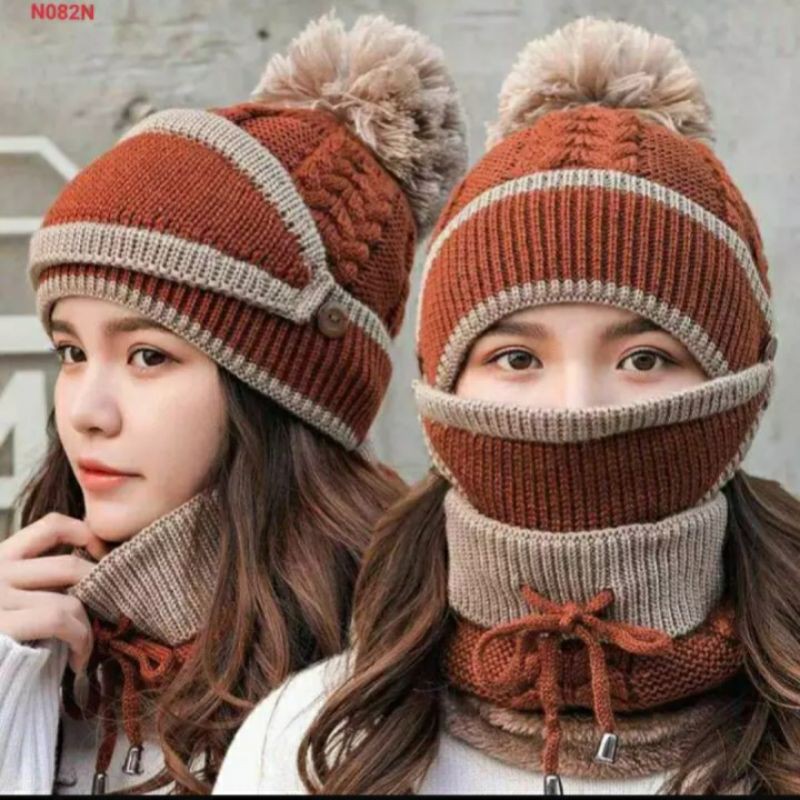 Set Khăn Mũ Len kèm Khẩu trang-MŨ LEN NAM NỮ KÈM KHĂN CỔ HÀN QUỐC CAO CẤP HÀNG HÓT