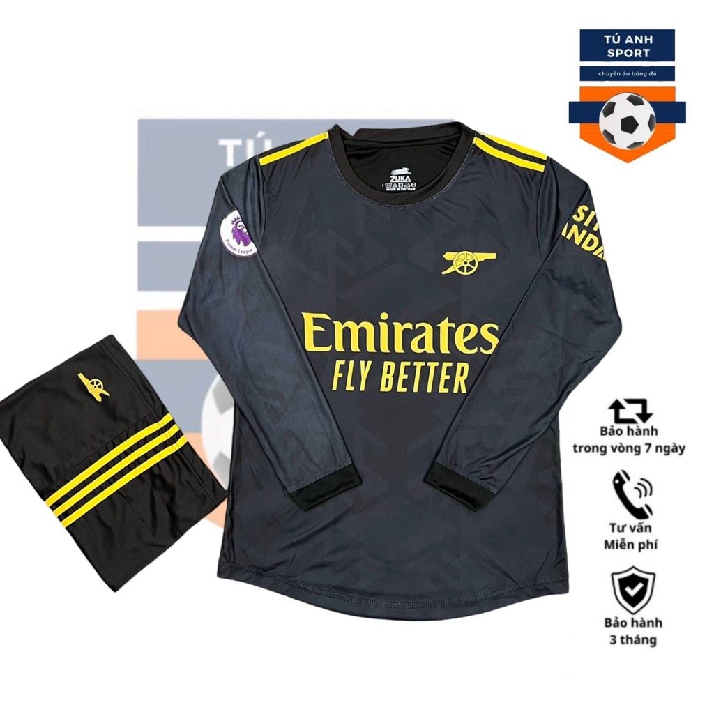 Bộ Quần Áo Bóng Đá Dài Tay Đội Arsenal Sân Khách Thun Thái