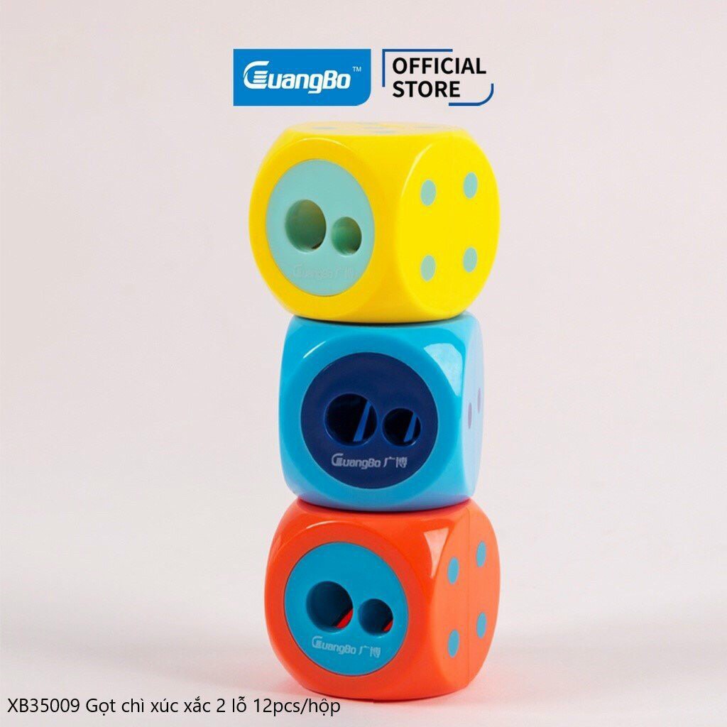Chuốt chì 3 màu hình xúc xắc 2 lỗ GuangBo XB35009, hàng uy tín chất lượng