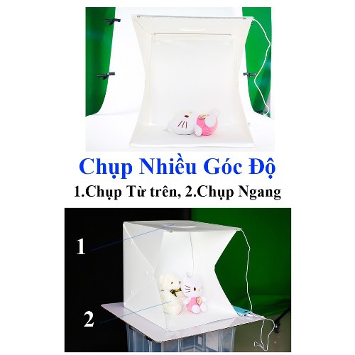 【HĐSB_SHop】 Hộp Chụp Sản Phẩm 40x40cm Có Kèm Đèn Led 2 Dãy có 70 Bóng - Tặng 2 Phong Nền - MeBoom 【HĐGB_SHop】