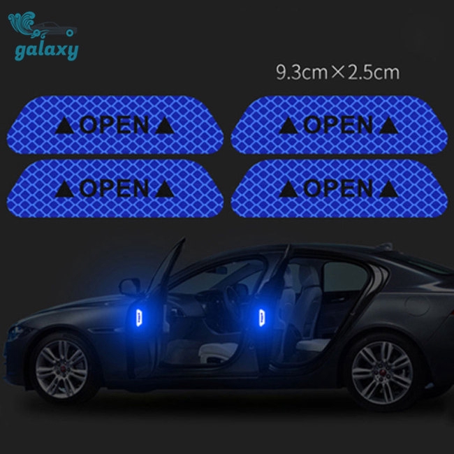 Set 4 miếng sticker phản quang họa tiết OPEN dán trang trí cửa xe hơi tiện dụng