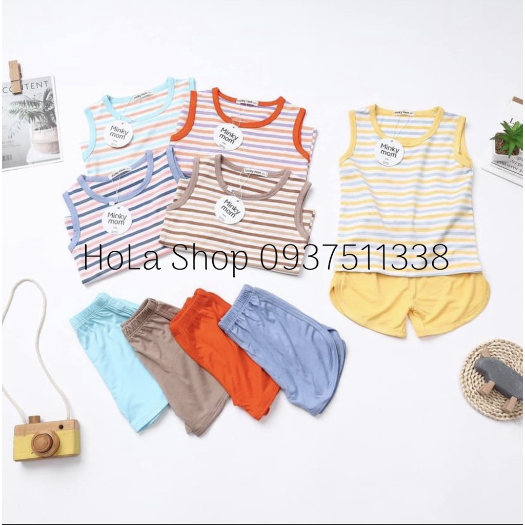 Bộ Ba Lỗ Dệt Sọc Minky Mom Thun Lạnh Siêu Mát Cho Bé TH117