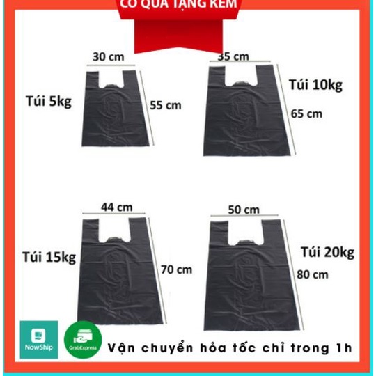 1kg Túi nilon đen gói hàng Túi bóng đen đựng rác các loại