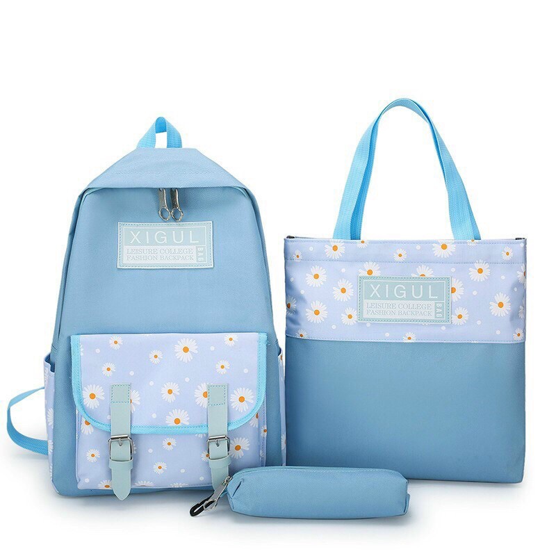 [HOT TREND] Set balo chống nước 3 món hoa cúc nhí.abe