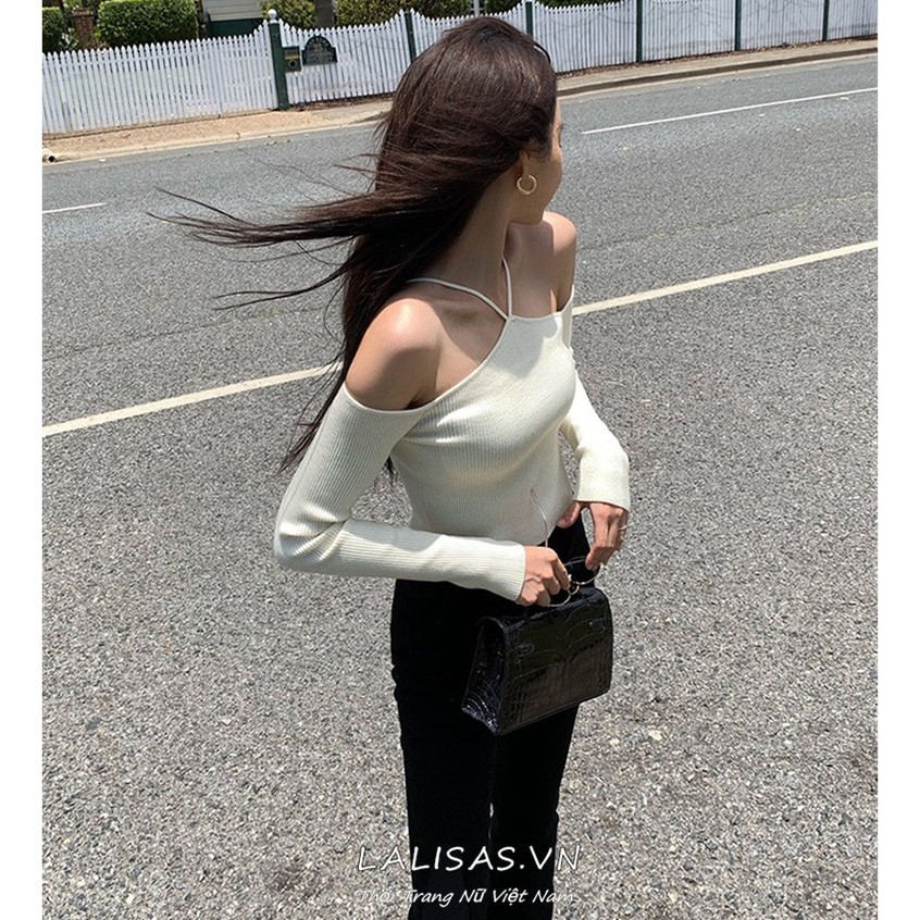 Áo dệt kim thiết kế trễ vai phong cách Hàn Quốc gợi cảm cho nữ