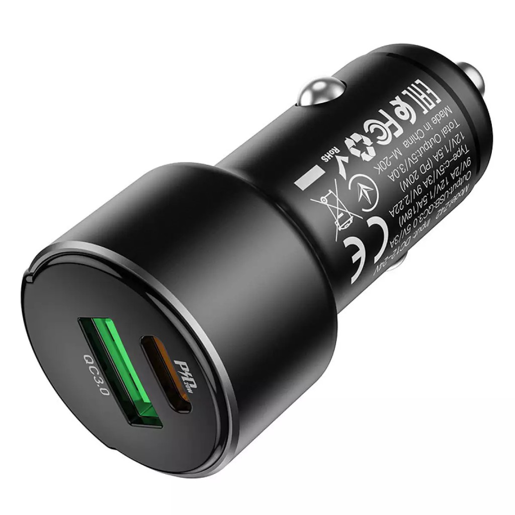 Tẩu Sạc Nhanh ô tô Hoco Z42 💎PD 20W+QC 3.0💎Tẩu Sạc ô tô 2 Cổng Sạc USB và Type-C Tiện Dụng - Bảo Hành Chính Hãng 1 Năm