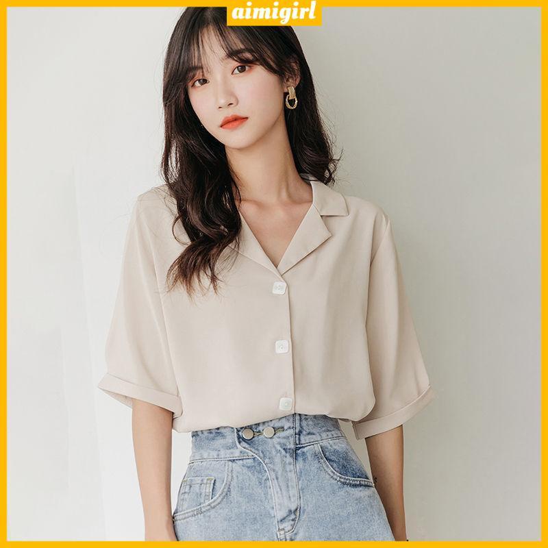 Áo Sơ Mi Chiffon Trắng Tay Lửng Thời Trang Mùa Hè Hàng Mới Chất Lượng Cao Dành Cho Nữ