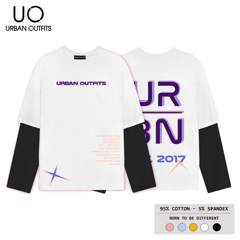 Áo Thun Tay Dài Phối Nam Nữ Form Rộng URBAN OUTFITS In URBN EST2017 TDO55 100 cotton 4 Chiều