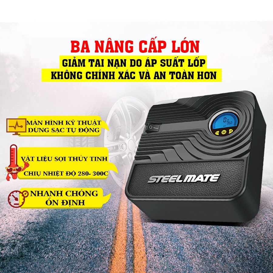 Bơm Lốp Ô Tô STEELMATE P05 Điện tử – Bơm Xe Ô Tô, Xe Máy Thông Minh Cảm Biến Hơi Tự Ngắt