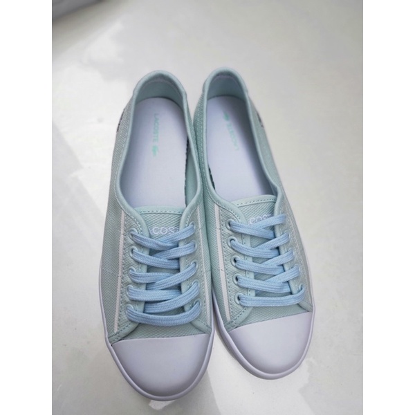 Giày thể thao nữ thêu logo thương hiệu Lacoste cao cấp mẫu mới đơn giản