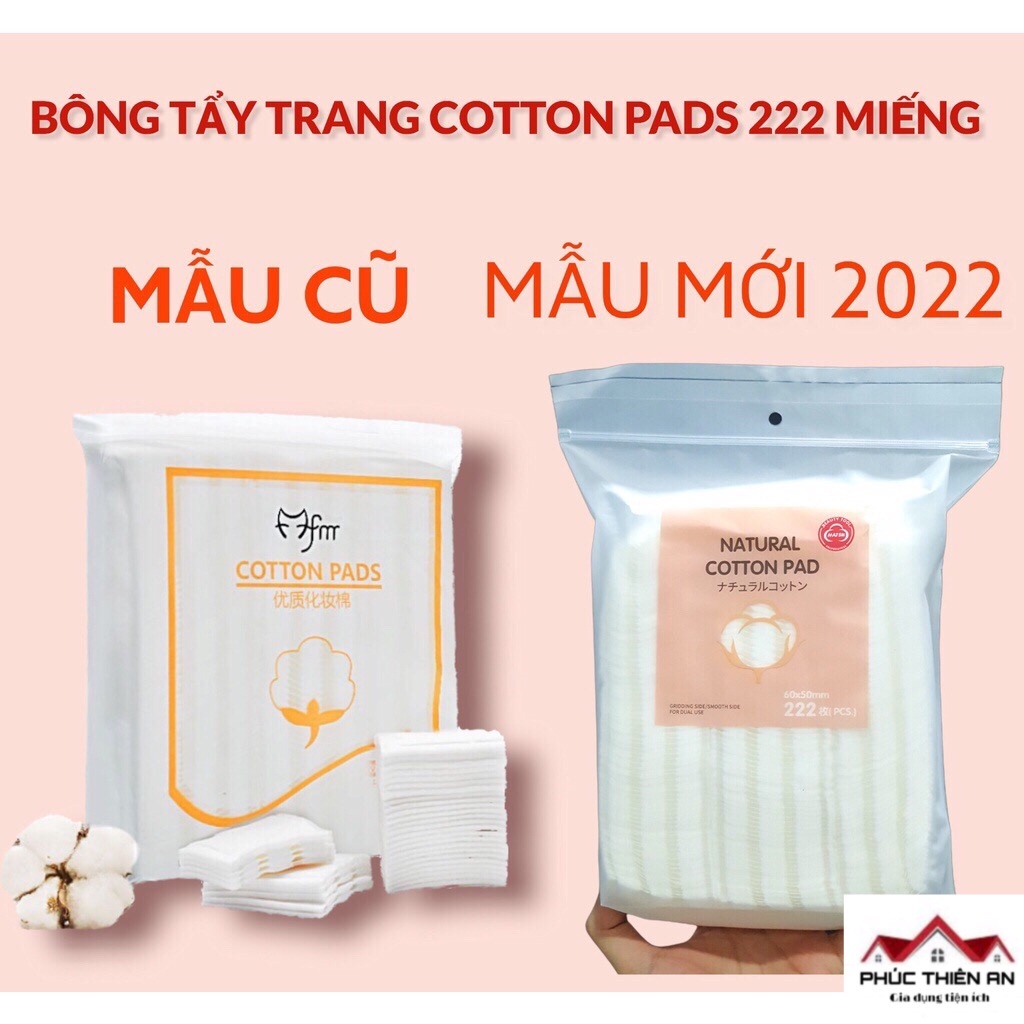 [Mẫu mới 2022] Bông tẩy trang 3 lớp 222 miếng Natural Cotton Pad - Siêu dày, siêu mềm mịn