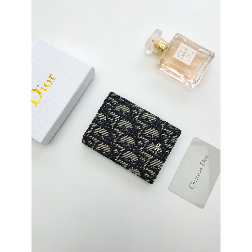 Ví Da Gập Dior Đựng Thẻ / Tiền Xu Có Khóa Cài Cho Nam Và Nữ