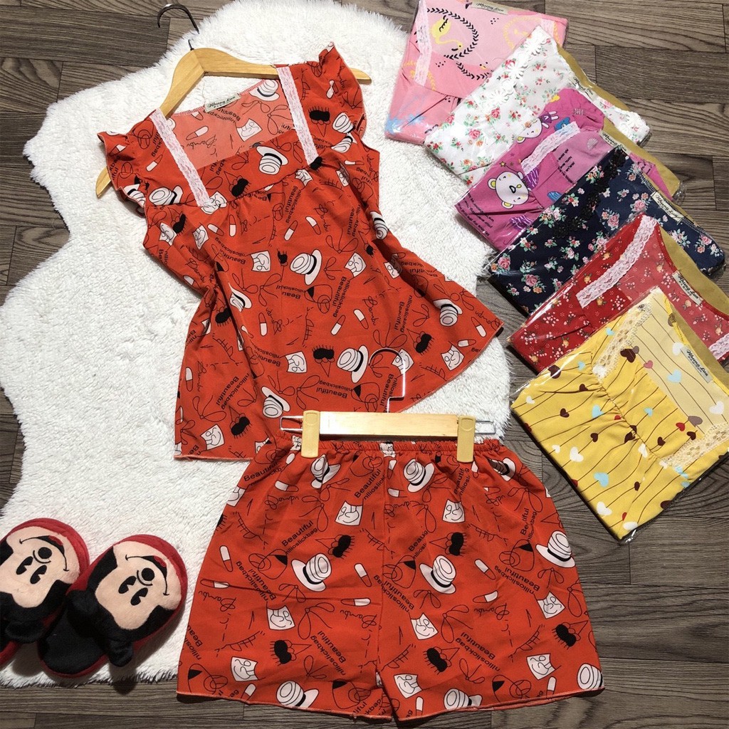 Bộ đùi nữ 🍄 FREE SHIP 🍄 Đồ bộ ngủ dạng quần đùi, cổ áo vuông viền ren, chất tole mát lạnh