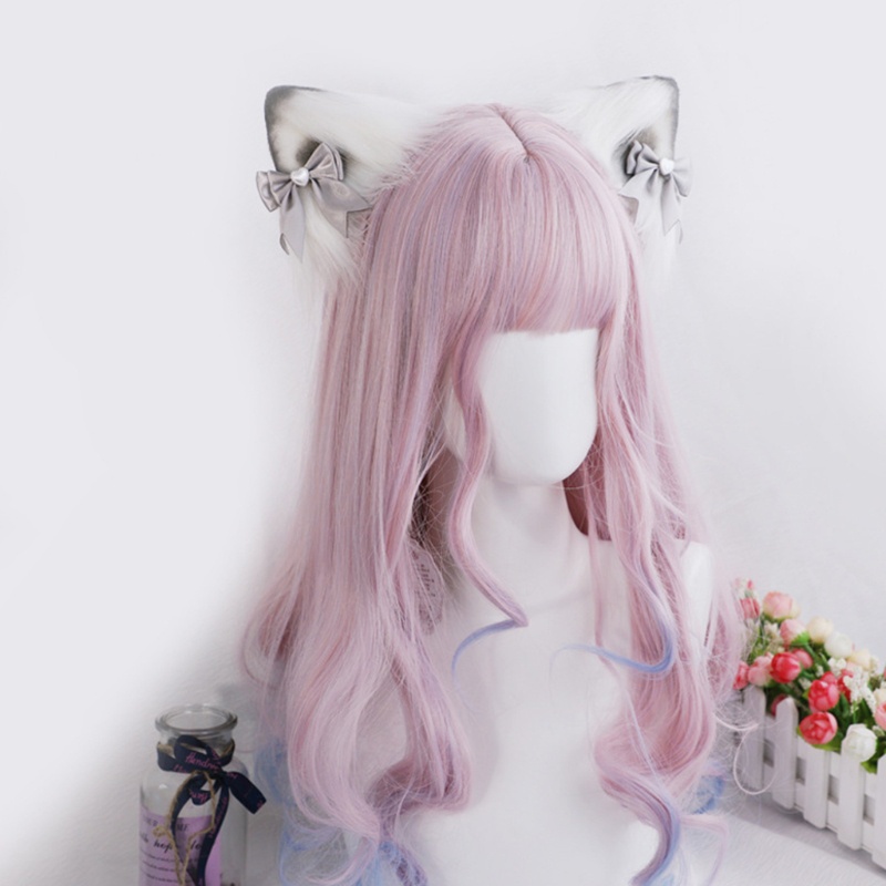 Kẹp Tóc Hình Tai Mèo Phối Lông Phong Cách Lolita