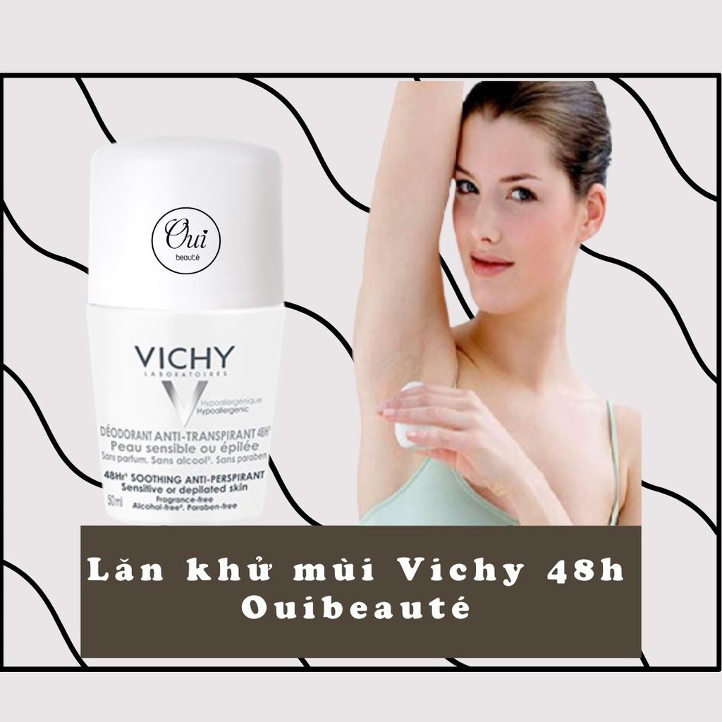 Lăn khử mùi Vichy Deodorant Anti-transpirant 48h, Lăn khô thoáng vùng da dưới cánh tay 50ml Ouibeaute