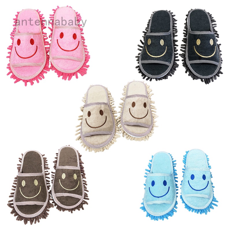 Đôi Giày Lau Sàn Hình Mặt Cười Bằng Sợi Microfiber